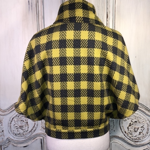 Twenty One Chartreuse and Gray Plaid French Vibes Double Breasted Jacket Size M - Picture 9 of 12